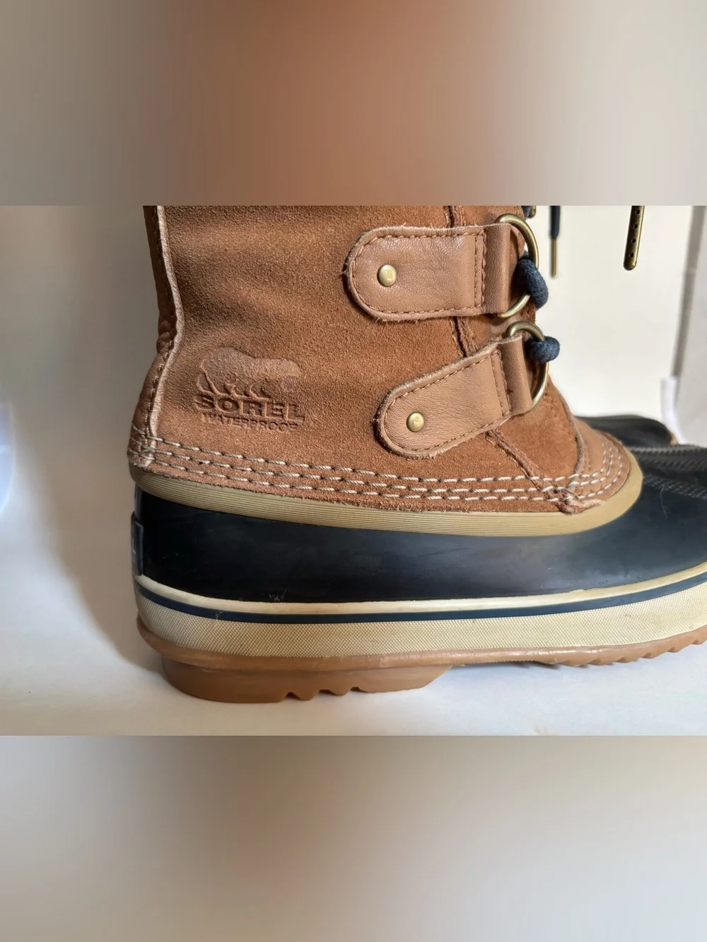SOREL Joan of Arctic Women's Brown Suede Faux Fur Winter Snow Boots Size 8